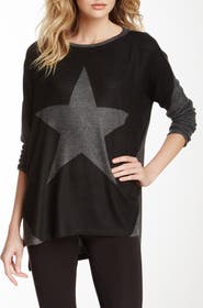 GO COUTURE Dolman Elbow Patch High/Low Sweater