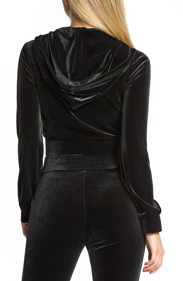 Juicy Couture Velour Zip Front Crop Hoodie, Alternate, color,