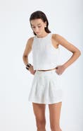Monlicia Lena 100% Linen Sleeveless Crop Top