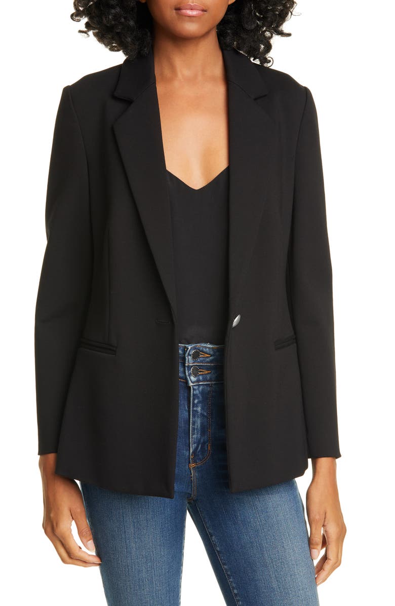 L'AGENCE Scout Solid One Button Notch Lapel Ponte Blazer, Main, color,