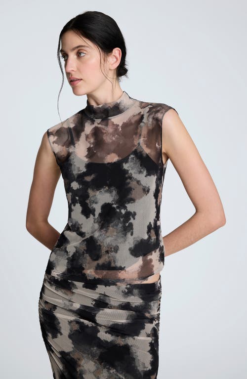 Kenneth Cole Print Side Ruched Sleeveless Top In Multi