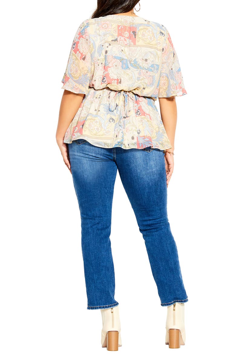 Soft Nouveau Surplice Neck Peplum Top, Alternate, color, ROSE SOFT NOUVEAU