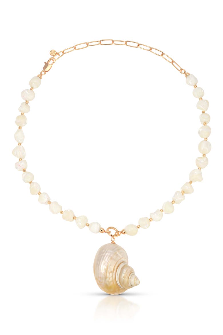 Sunken Treasure Shell Necklace, Main, color, IVORY/ GOLD