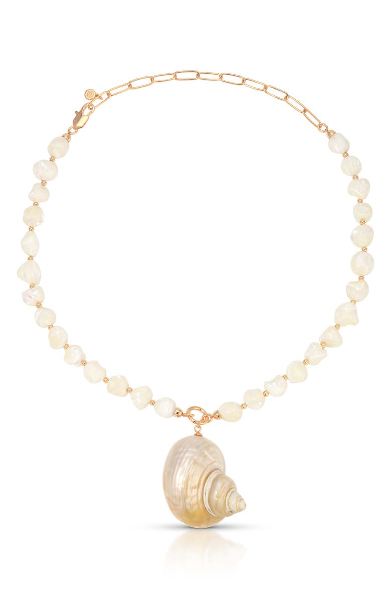 Ettika Sunken Treasure Shell Necklace, Main, color, Ivory/ Gold