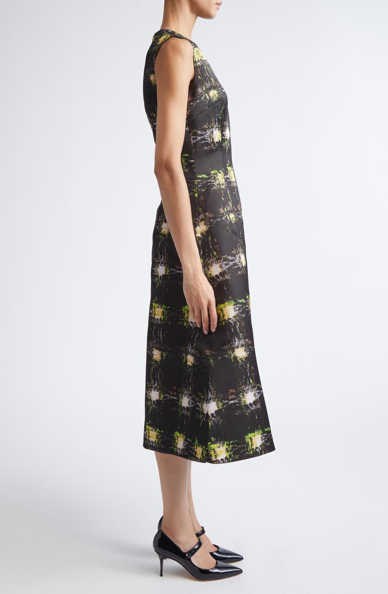 Emilia Wickstead Rumi Genzianella Fit & Flare Midi Dress, Alternate, color, Printed Wool Check Green