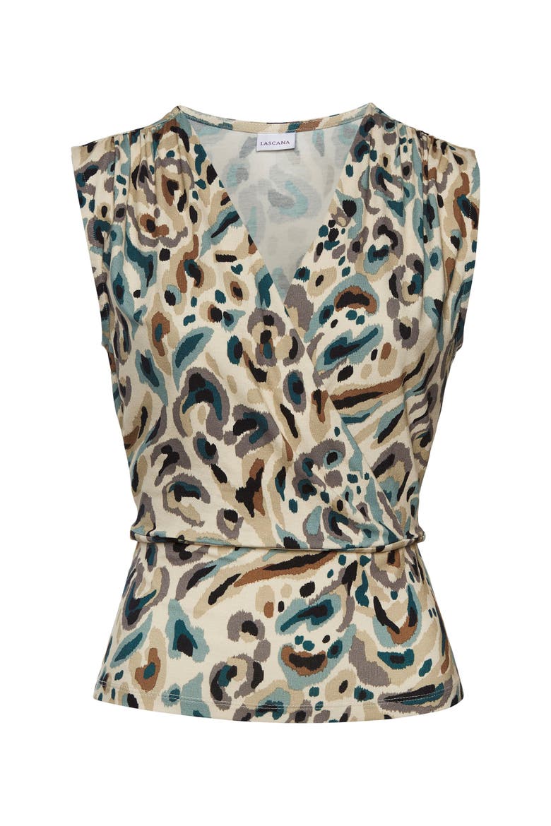 Wrap Look Top, Alternate, color, Sand Print