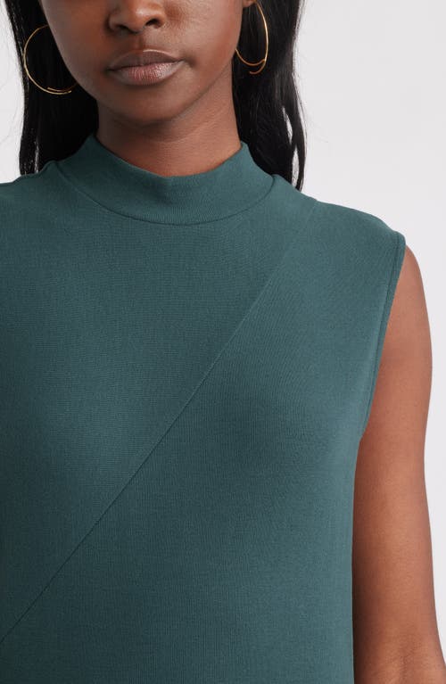 Treasure & Bond Mock Neck Asymmetrical Maxi Dress In Green