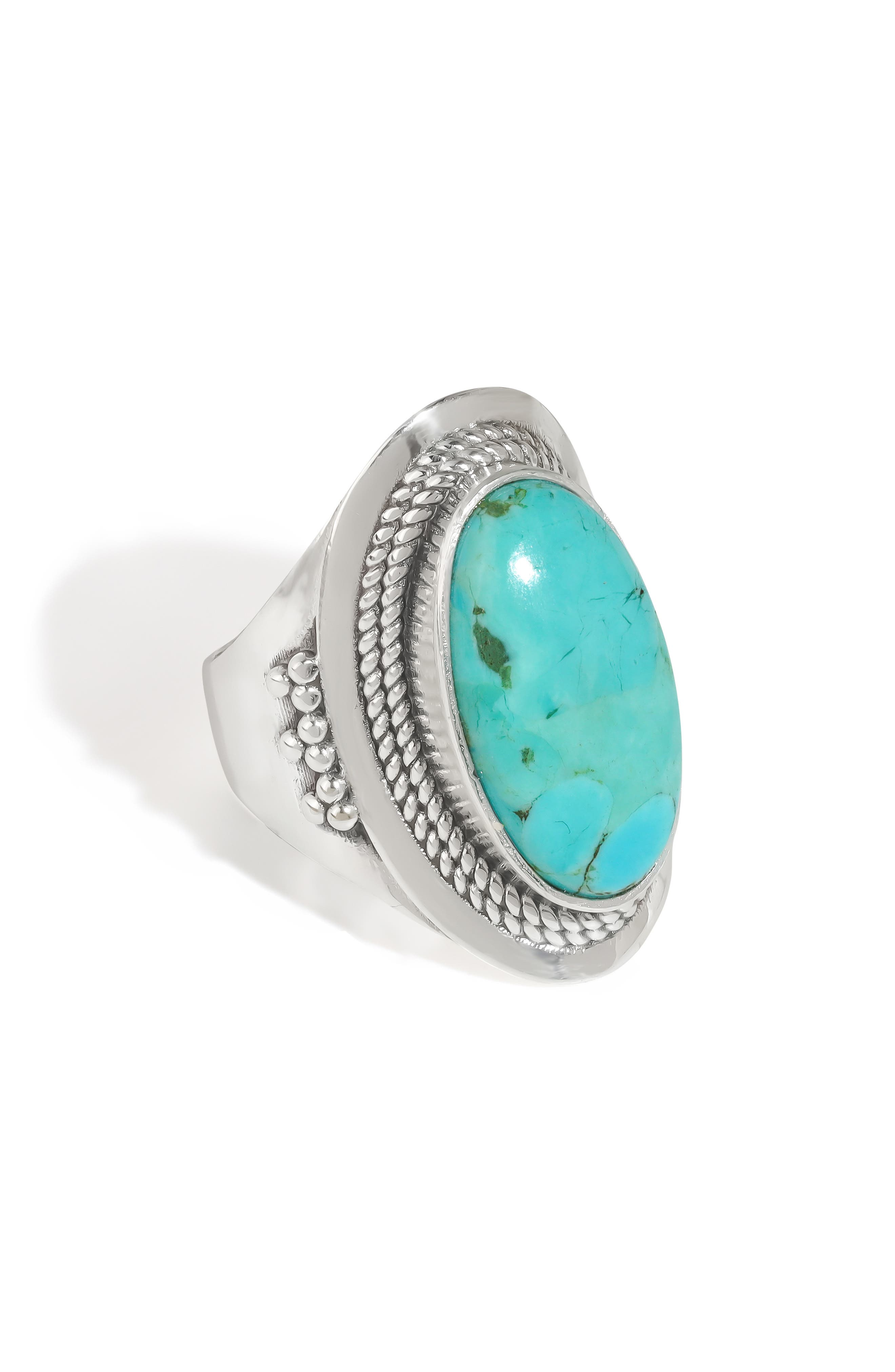 Turquoise Silver Plated Statement Ring
