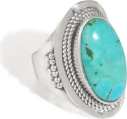 YS GEMS Turquoise Silver Plated Statement Ring