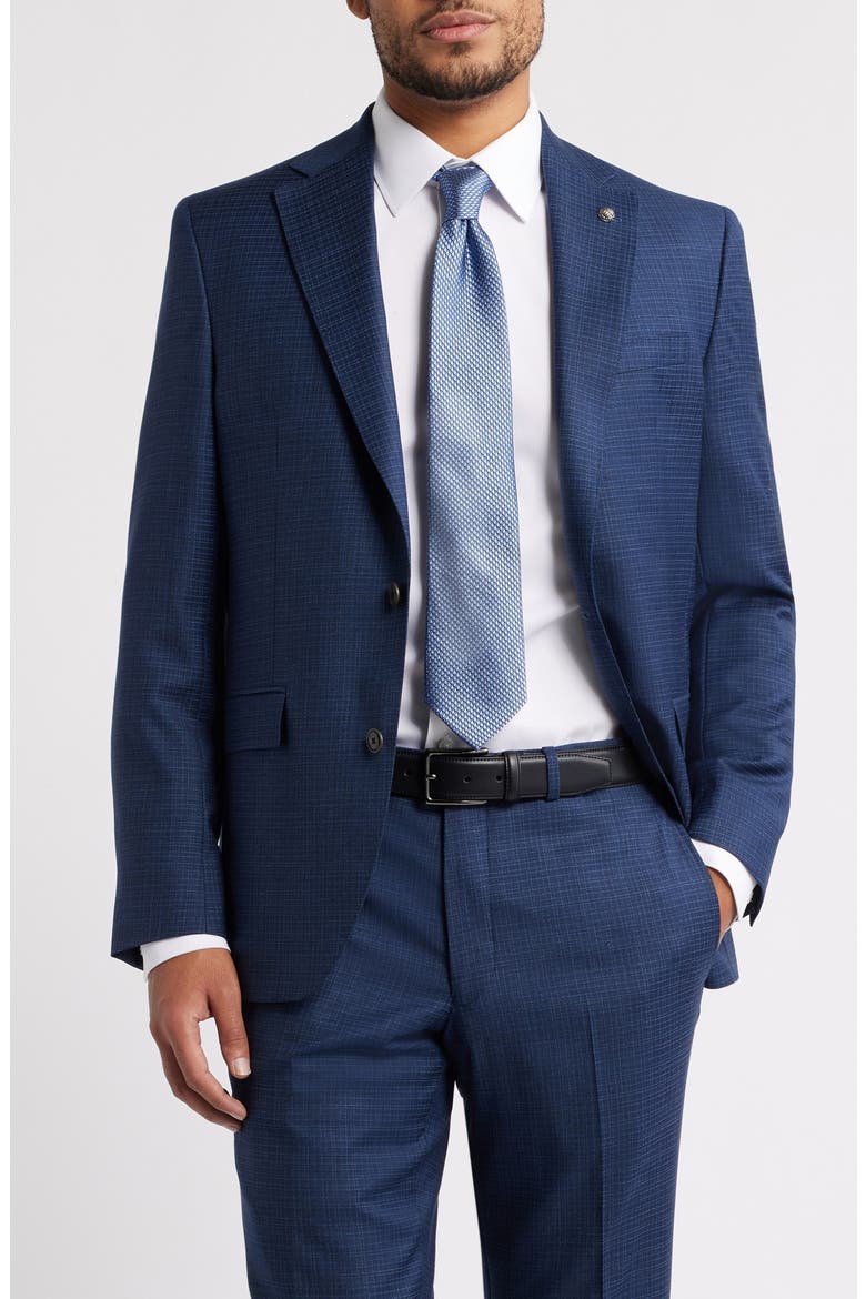 Esprit Contemporary Fit Navy Screen Weave Super 130s Wool Suit, Alternate, color, NAVY