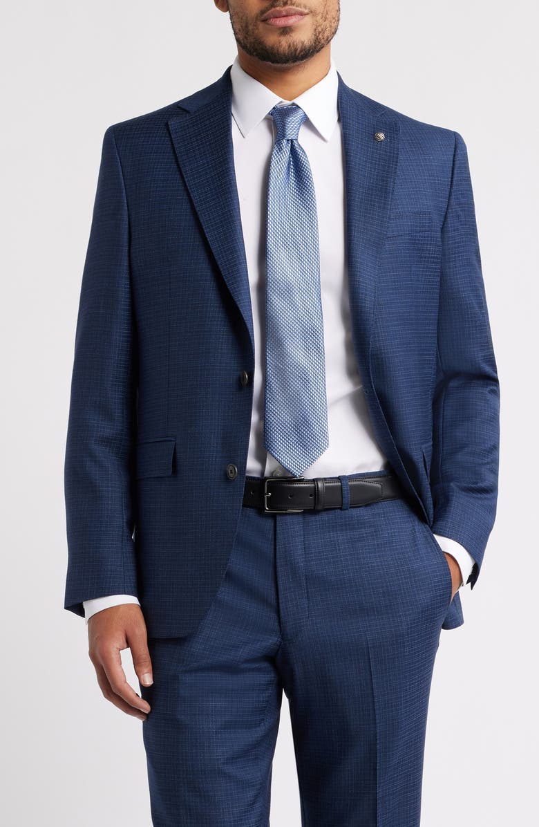 Jack Victor Esprit Contemporary Fit Navy Screen Weave Super 130s Wool Suit, Alternate, color, Navy