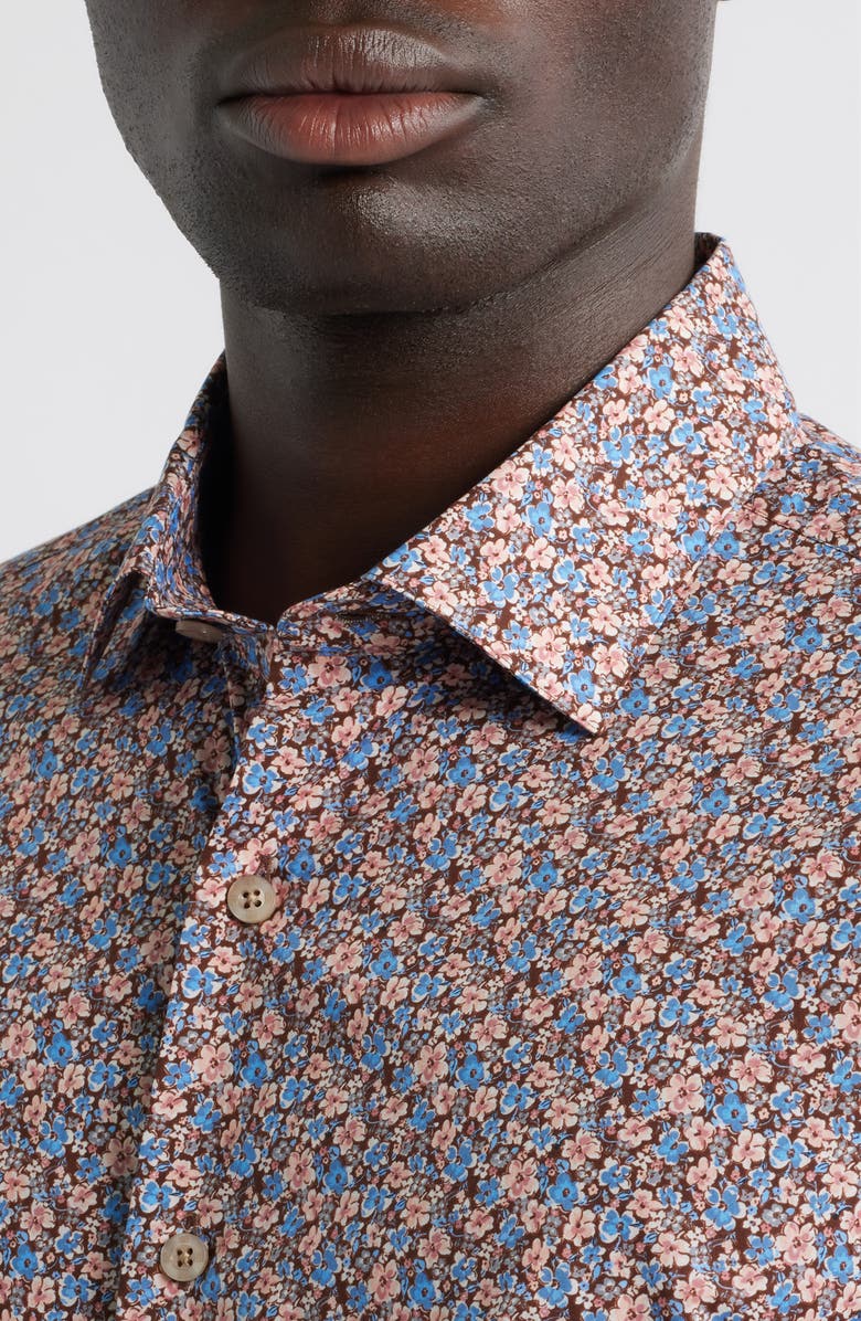 Scott Barber Canclini Regular Fit Floral Cotton Button-Up Shirt, Alternate, color, Blue