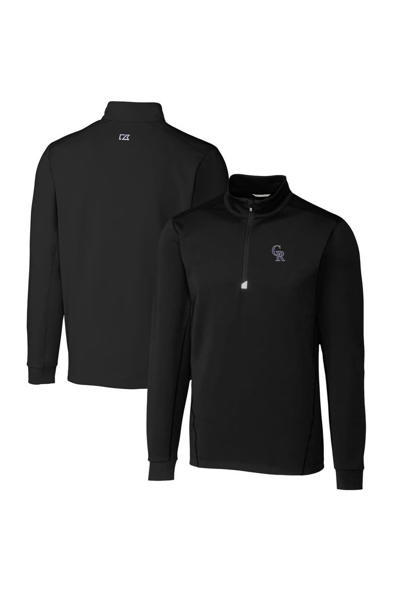 Men's Cutter & Buck  Black Colorado Rockies Traverse Stretch Quarter-Zip Pullover Top, Alternate, color, Black