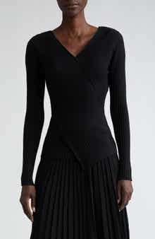 Wrap Front V-Neck Rib Sweater