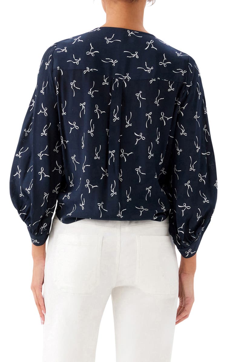 Karen Kane Bow Print Tie Front Crepe Top, Alternate, color, Print