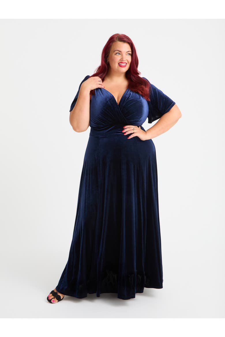 Isabelle Panne Velvet Maxi Dress, Main, color, Midnight Panne Velvet