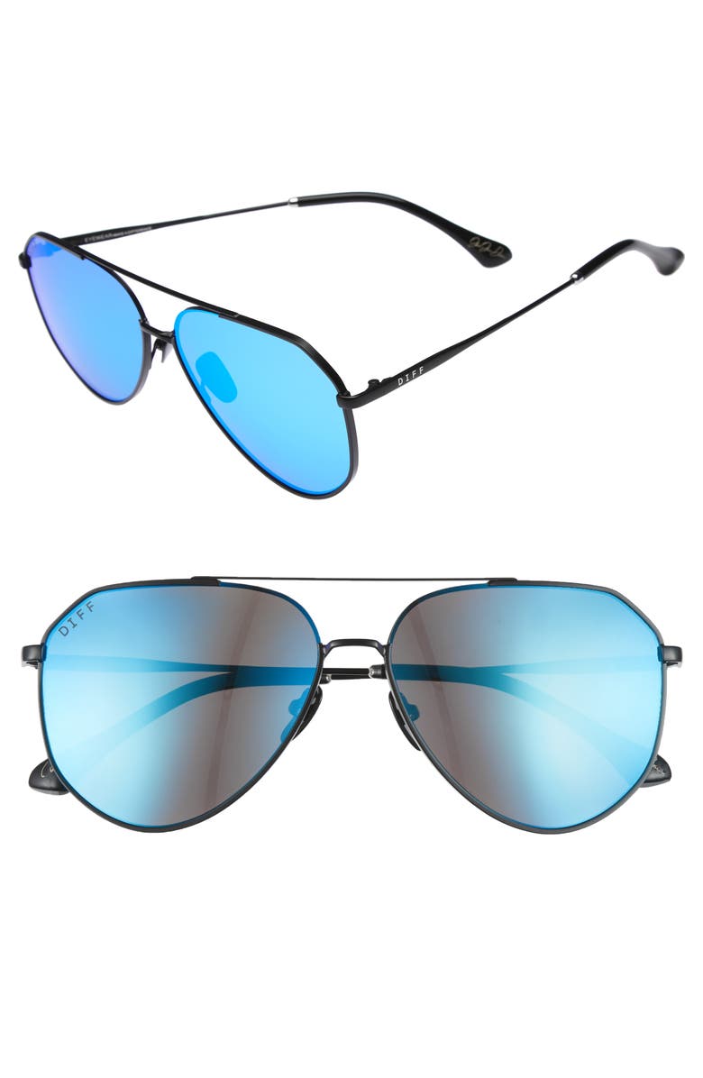 DIFF x Jessie James Decker Dash 61mm Polarized Aviator Sunglasses, Main, color, 