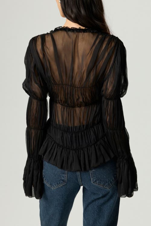 Nocturne Ruched Sheer Blouse In Black
