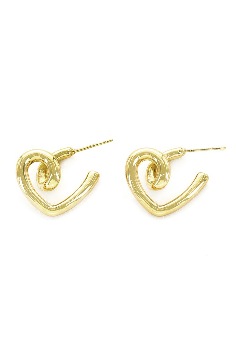 Panacea Twisted Heart Hoop Earrings, Main, color, Gold