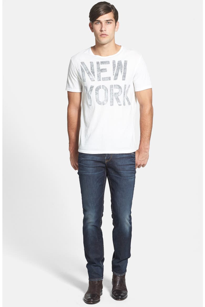 Petit Standard Slim Fit Raw Selvedge Jeans, Alternate, color, INDIGO WASH