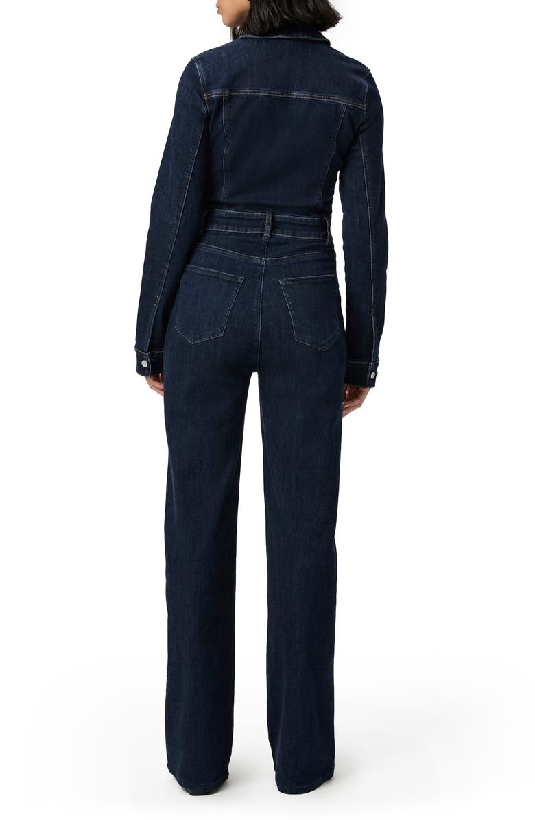PAIGE Sasha Long Sleeve Bootcut Denim Jumpsuit, Alternate, color, Peregrine