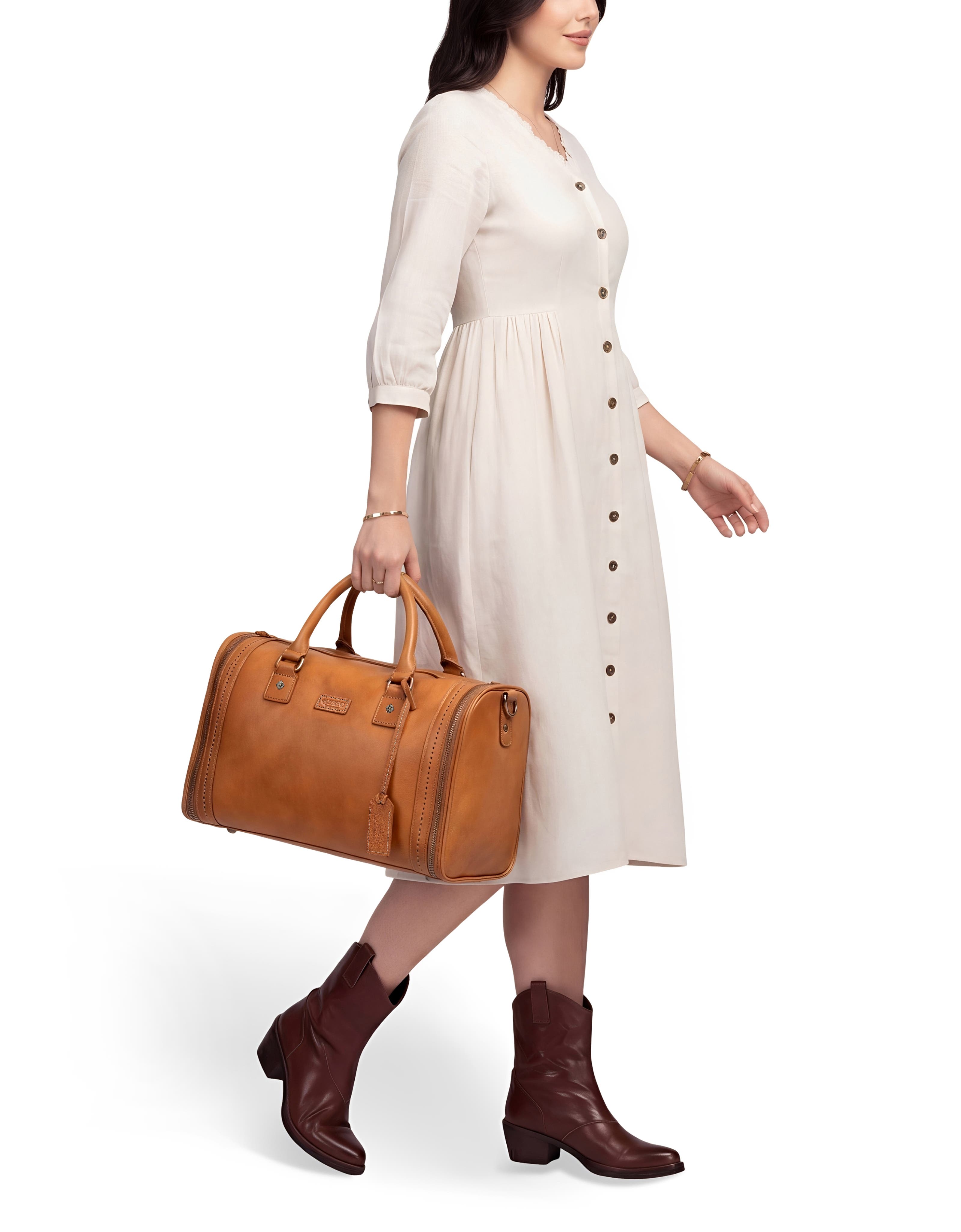 Nomad Genuine Leather Spacious Overnight Weekender, Alternate, color, Chestnut