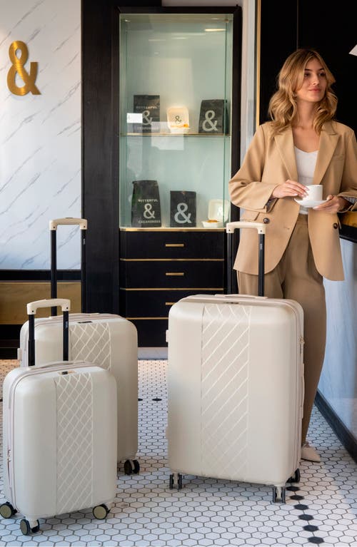 Badgley Mischka Collection Three-piece Diamond Hardside Spinner Luggage Set In Champagne