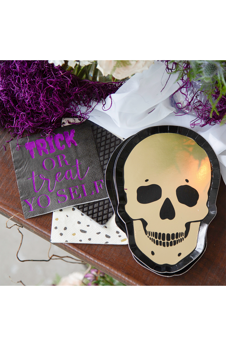 Jollity & Co. Gold Skull Plates, Alternate, color, Small Dessert Plates - 7"