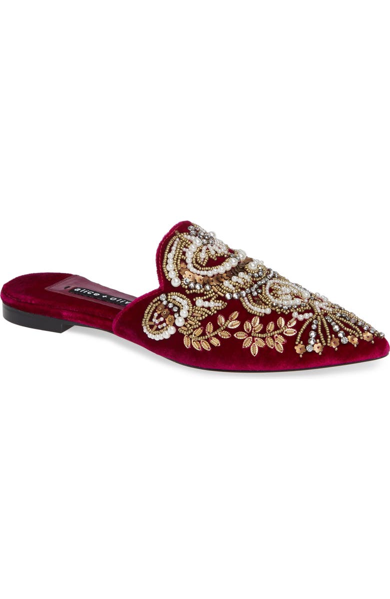 Alice + Olivia Urtin Embellished Loafer Mule, Main, color,