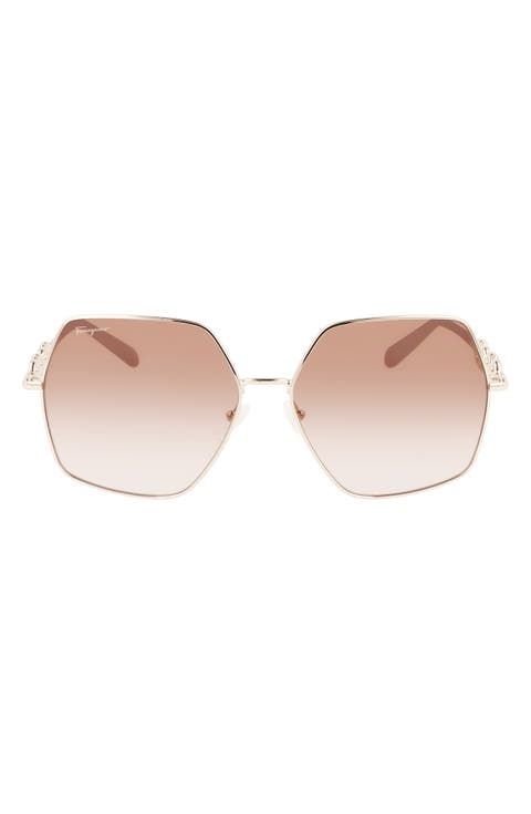 Gancini 61mm Gradient Rectangular Sunglasses