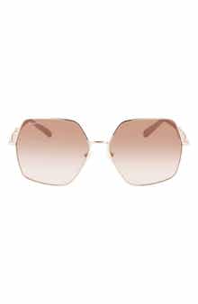 FERRAGAMO Gancini 61mm Gradient Rectangular Sunglasses