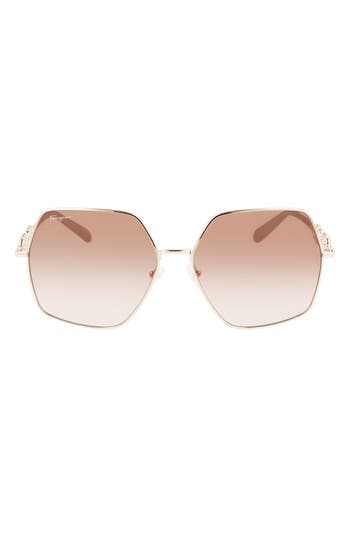 Ferragamo Gancini 61mm Gradient Rectangular Sunglasses