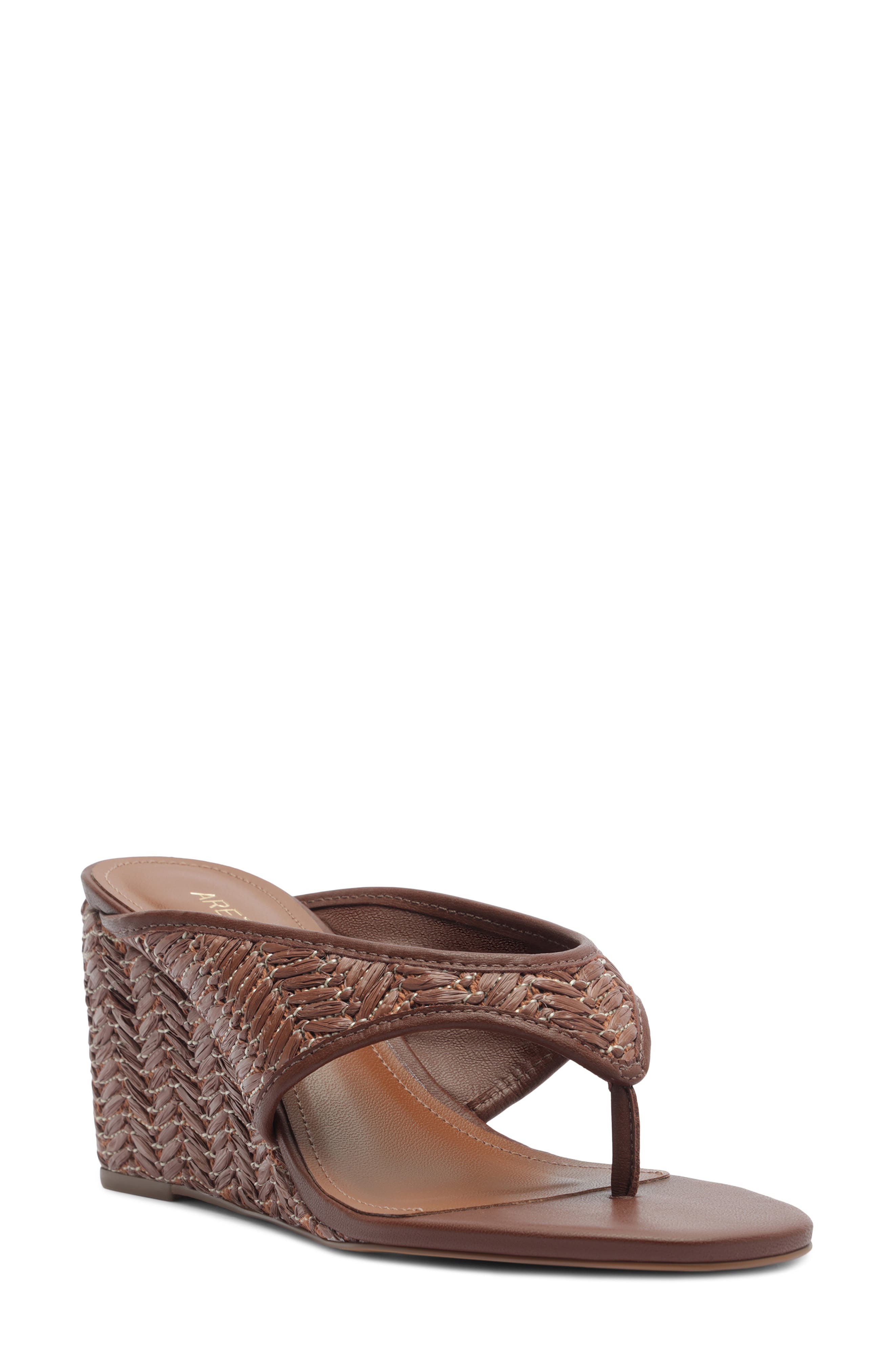 Arezzo Sara Wedge Flip Flop, Main, color, Castanho/ Cioccolato