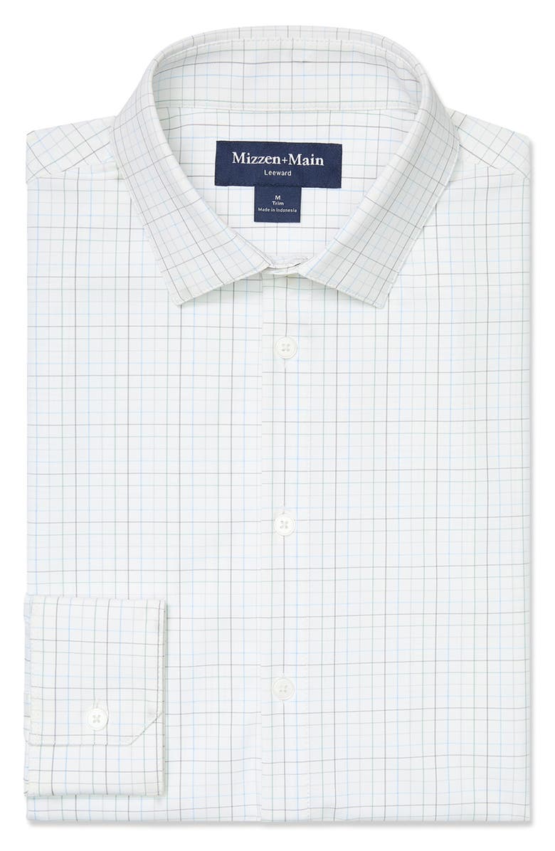 Mizzen+Main Leeward Trim Fit Plaid Performance Button-Up Shirt, Alternate, color, Eucalyptus Jordan Plaid