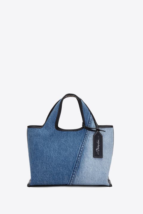Denim Mini Market Tote Bag with Studs