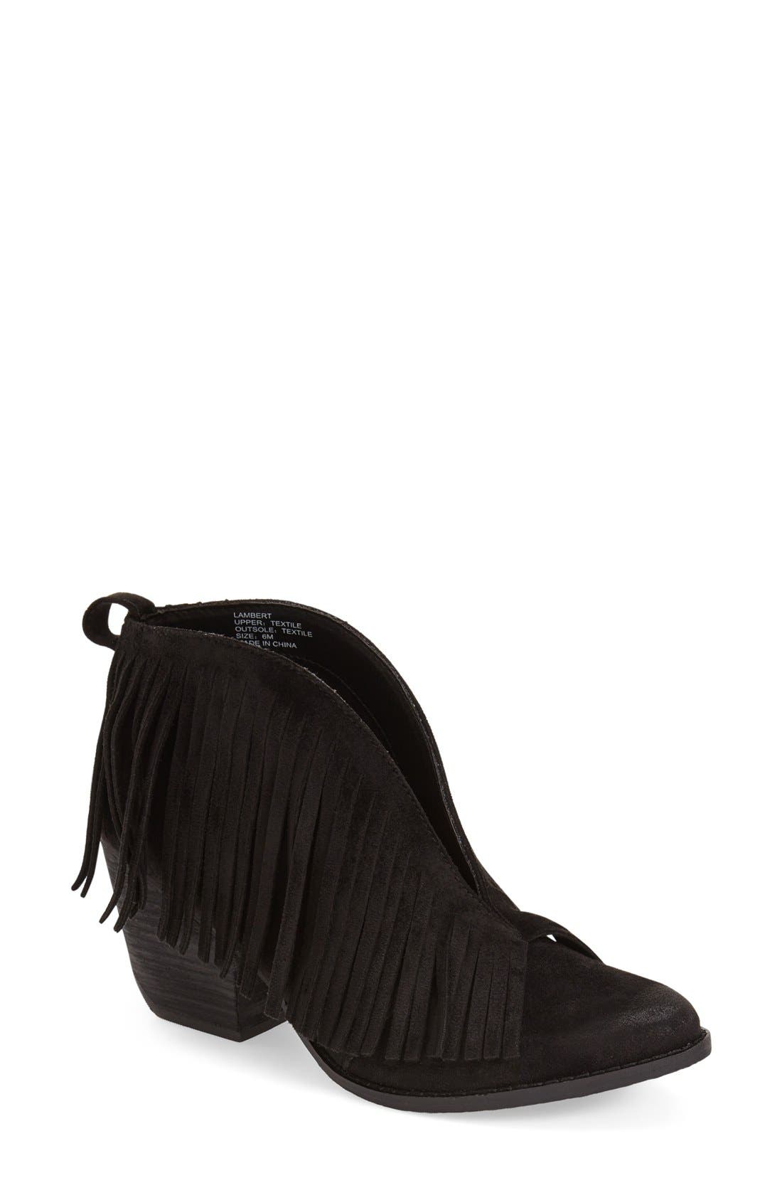 Matisse Lambert Fringe Bootie (Women), Main, color, BLACK SUEDE