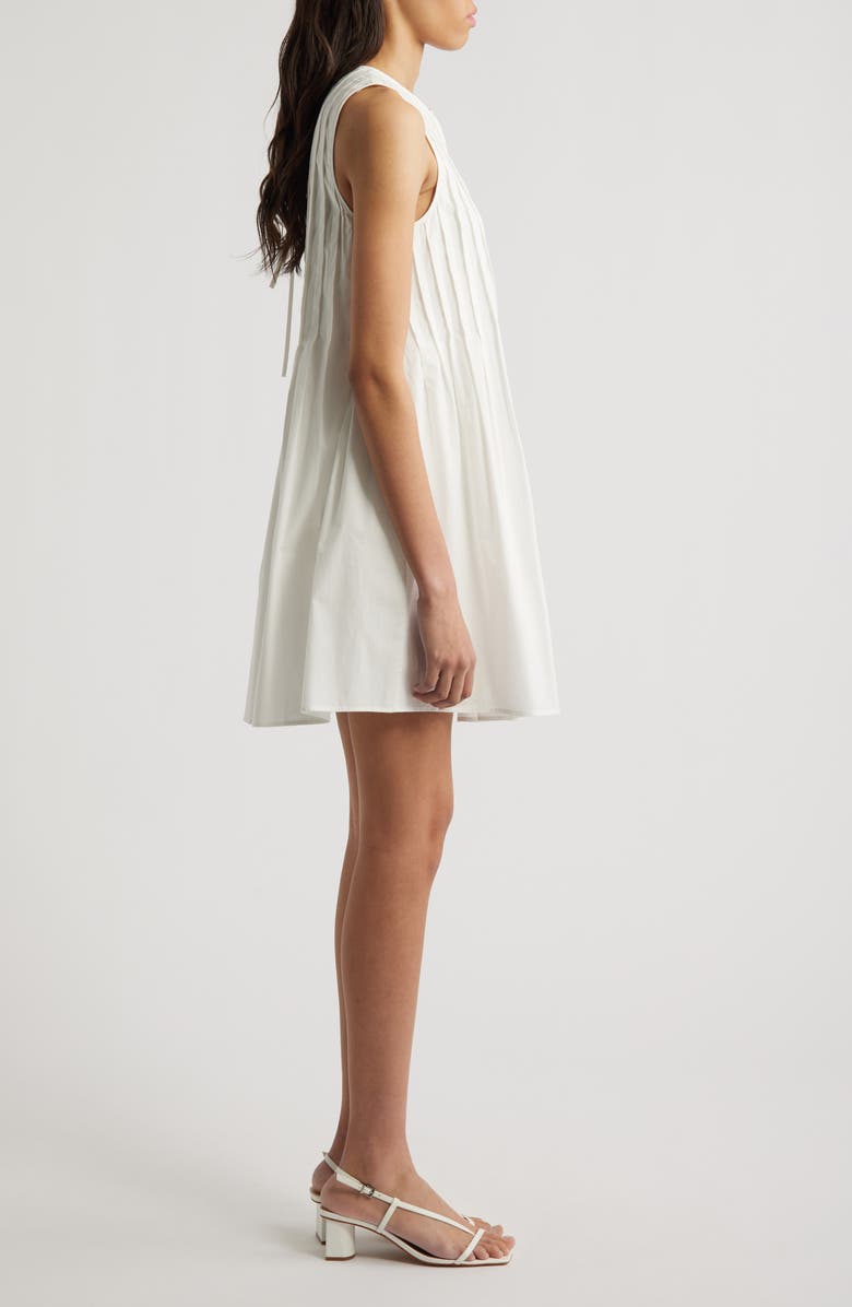 Charles Henry Pleated Sleeveless Cotton Minidress, Alternate, color, Ivory