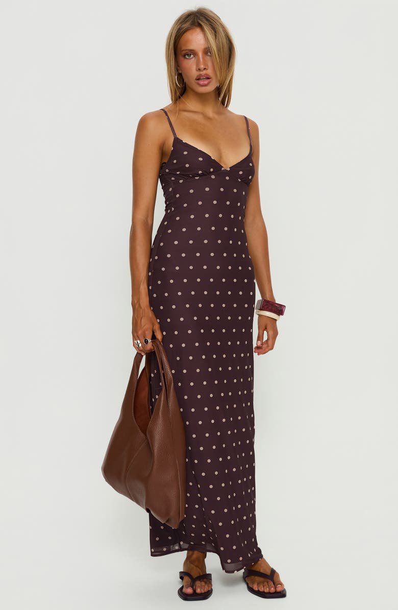 Princess Polly Dot Sleeveless Mesh Maxi Dress, Alternate, color, Plum / Pink Polka Dot