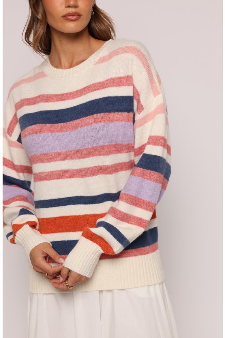 Saski Striped Crewneck Sweater, Alternate, color, CREAM MULTI STRIPE