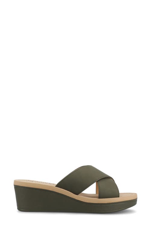 Journee Collection Women's Biara Crisscross Platform Wedge Sandals In Olive