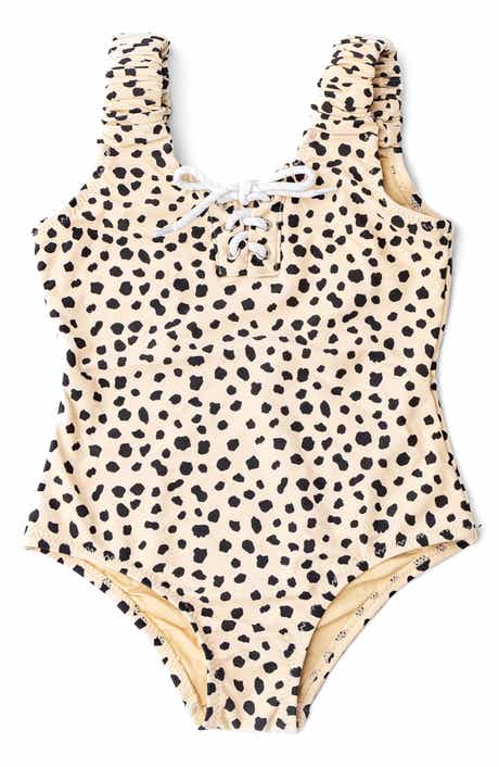 Shade Critters Kids' Dalmatian Leopard Lace-Up One-Piece UPF 50+ Swimsuit