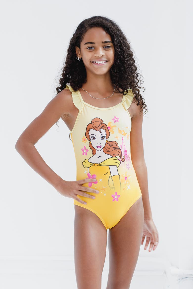 Princess One-Piece Bathing Suit, Alternate, color, Belle Yellow Ombre