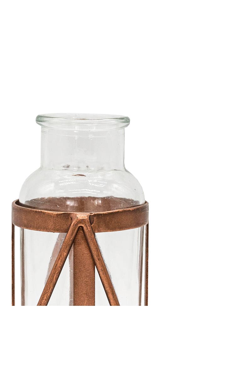 Rust Metal Frame with Glass Bud Vase, Alternate, color, Gold
