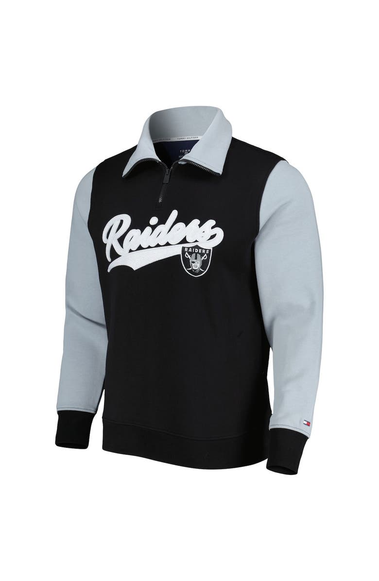 Tommy Hilfiger Men's Tommy Hilfiger Black/Silver Las Vegas Raiders Aiden Quarter-Zip Sweatshirt, Alternate, color, Black