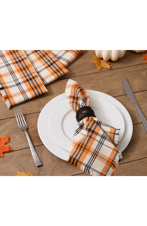 Design Imports Happy Halloween Plaid 4-piece Napkin Set In Orange