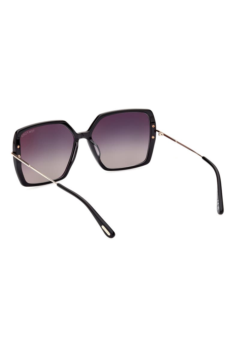 Joanna 59mm Gradient Butterfly Sunglasses, Alternate, color, SHINY BLACK ROSE GOLD / SMOKE
