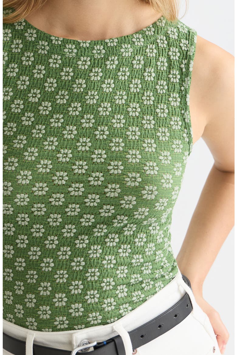 Embroidered Textured Cotton Blend Tank Top, Alternate, color, GARDEN GREEN