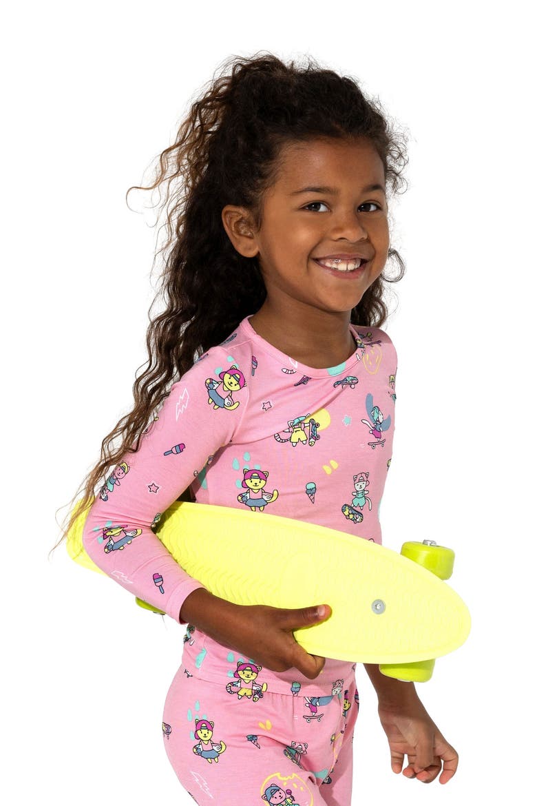 Kids' Skater Kitty Set of 2 Piece Pajamas, Alternate, color, Skater Kitty