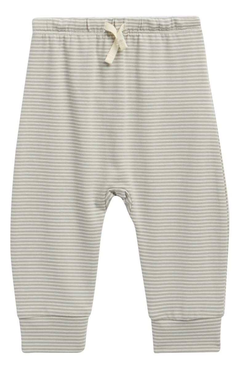 QUINCY MAE Kids' Stripe Drawstring Brushed Jersey Pants, Main, color, Sage