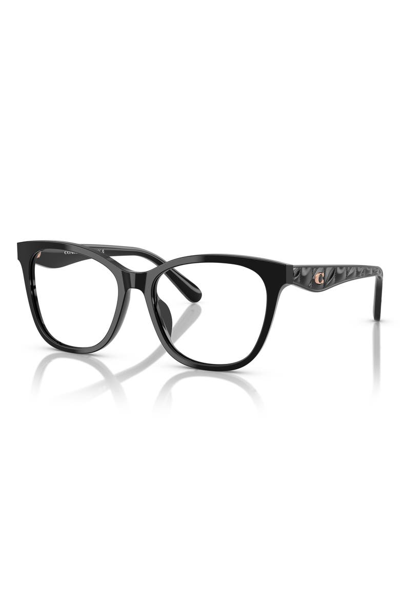 COACH 53mm Square Optical Glasses, Alternate, color, Black